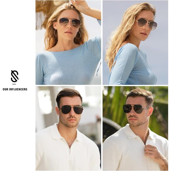 Oversized Aviator Sunglasses Men Women UV400 Protection Metal Frames Gift - Picture 3 of 5